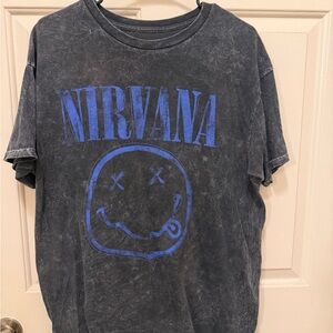 NIRVANA Black Grey Washed Logo Tee